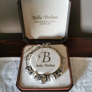 Bella Perlina Sliver Toned Charm Bracelet